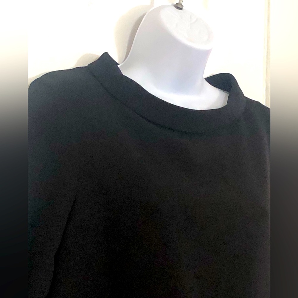 Cos Black Roll Neck Collar Blouse , 2 front Pockets, 3/4 Sleeve. Woman’s Size 6 - Picture 9 of 10